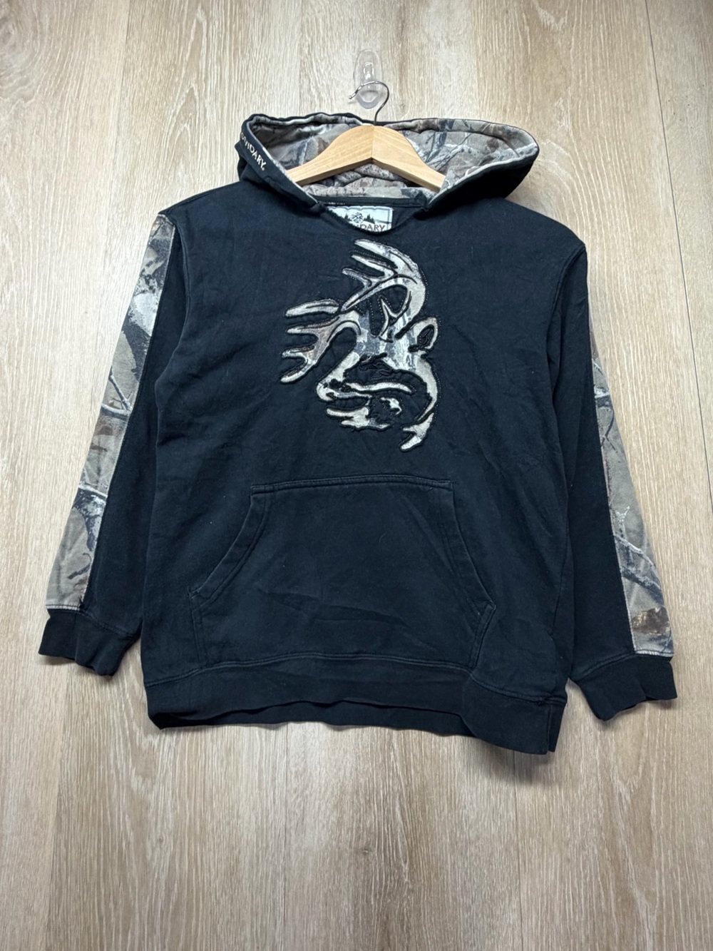 Legendary Whitetails Black Hoodie with Camo Accents